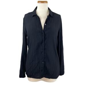 Flax long sleeve black button down shirt sz small
